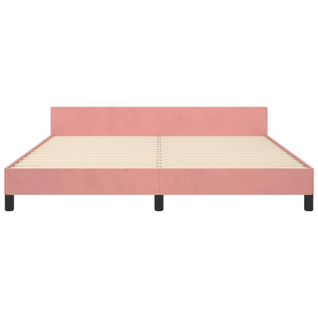 vidaXL Bedframe met hoofdeinde fluweel roze 160x200 cm