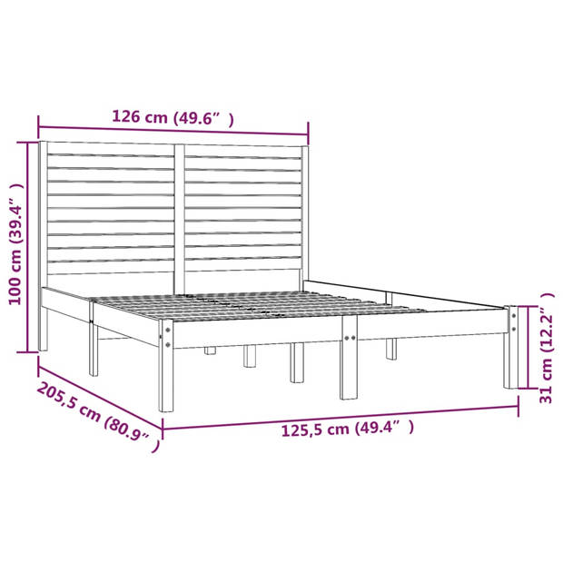 vidaXL Bedframe massief hout wit 120x200 cm