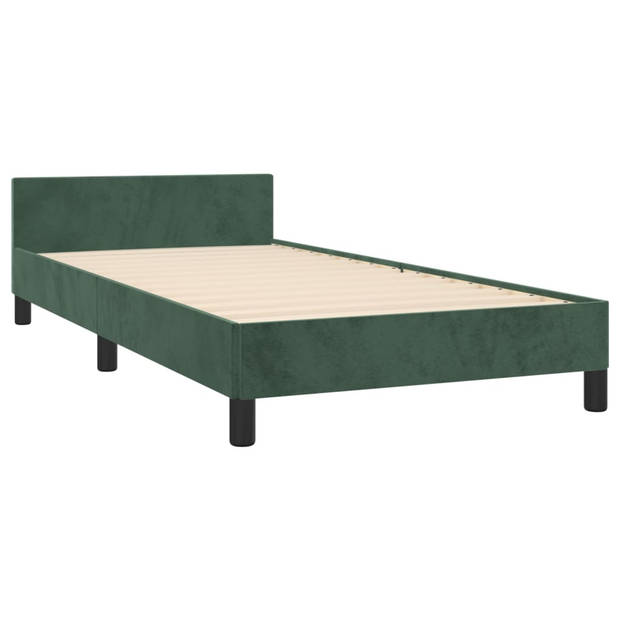 vidaXL Bedframe met hoofdeinde fluweel donkergroen 90x190 cm