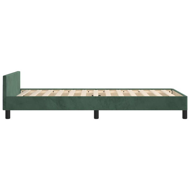 vidaXL Bedframe met hoofdeinde fluweel donkergroen 90x190 cm