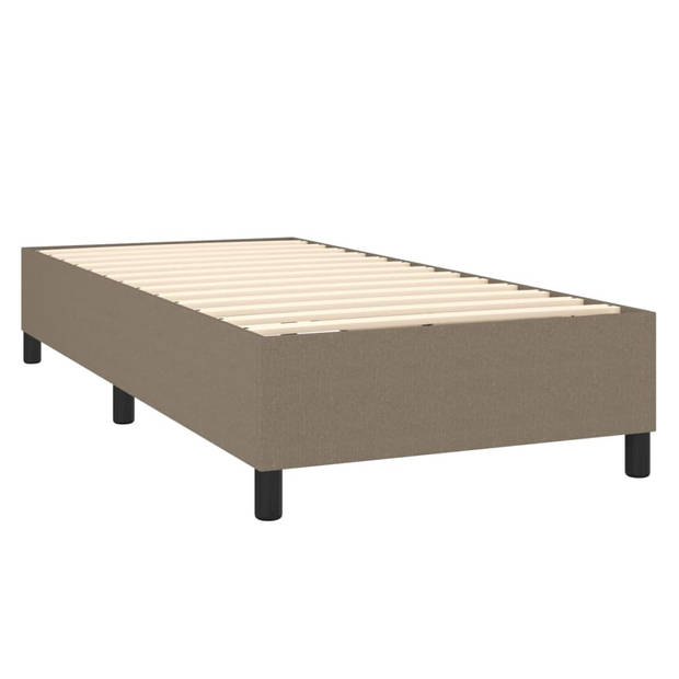 vidaXL Boxspring met matras stof taupe 90x200 cm