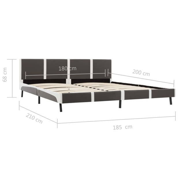 vidaXL Bedframe kunstleer grijs en wit 180x200 cm