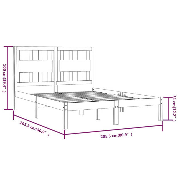 vidaXL Bedframe massief grenenhout honingbruin 200x200 cm