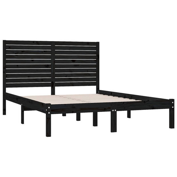 vidaXL Bedframe massief hout zwart 120x200 cm