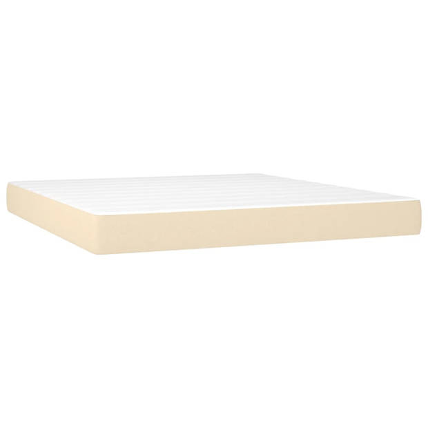 vidaXL Boxspring met matras stof crèmekleurig 180x200 cm