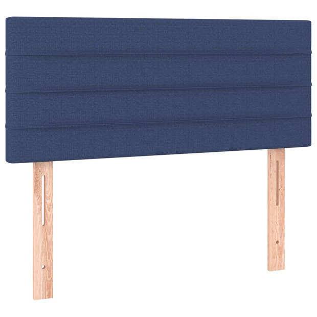 vidaXL Boxspring met matras stof blauw 90x190 cm