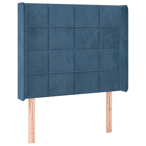 vidaXL Hoofdbord LED 83x16x118/128 cm fluweel donkerblauw