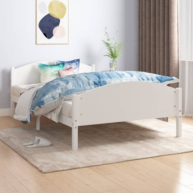 vidaXL Bedframe massief grenenhout wit 160x200 cm