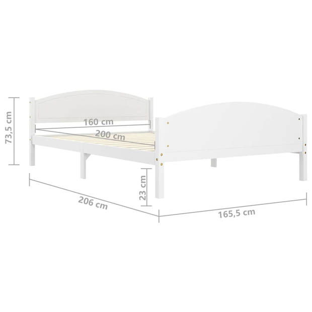 vidaXL Bedframe massief grenenhout wit 160x200 cm