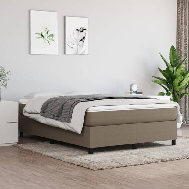 vidaXL Boxspring met matras stof taupe 140x190 cm