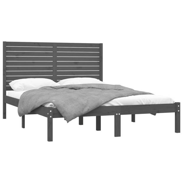 vidaXL Bedframe massief hout grijs 120x200 cm