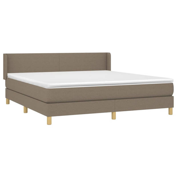 vidaXL Boxspring met matras stof taupe 180x200 cm