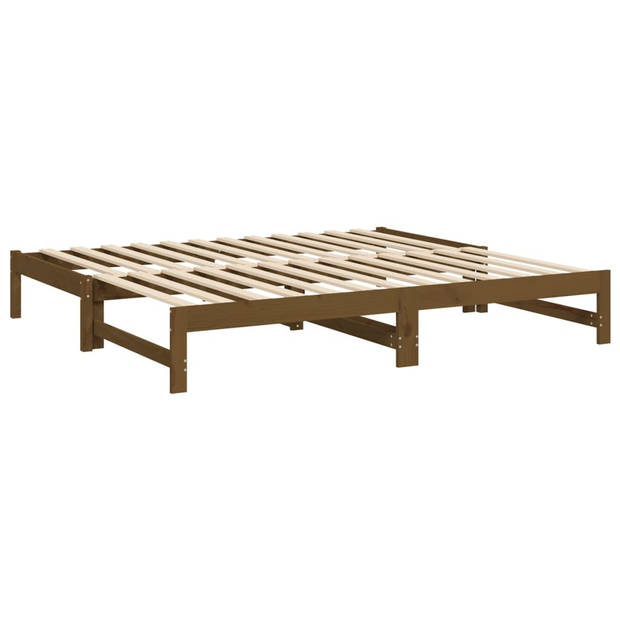 vidaXL Slaapbank uitschuifbaar grenenhout honingbruin 2x(75x190) cm