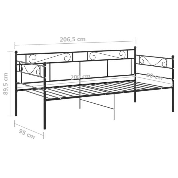 vidaXL Slaapbankframe metaal zwart 90x200 cm