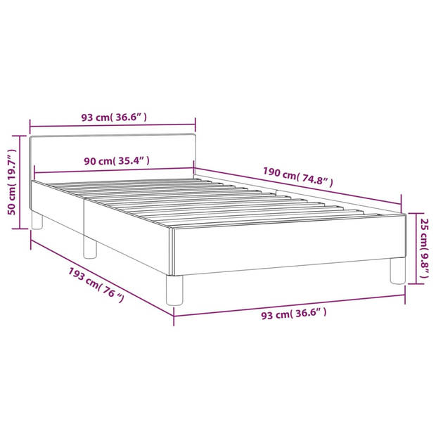 vidaXL Bedframe met hoofdeinde fluweel roze 90x190 cm