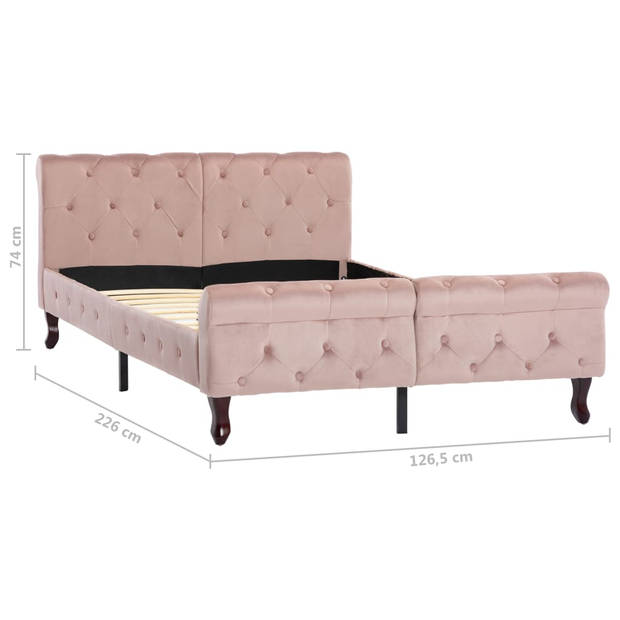 vidaXL Bedframe fluweel roze 120x200 cm