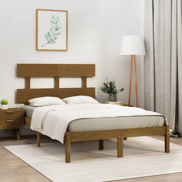 vidaXL Bedframe massief hout honingbruin 120x190 cm