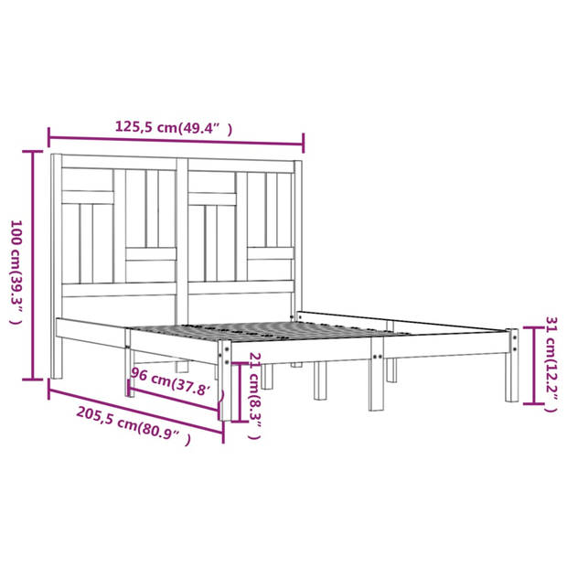 vidaXL Bedframe zonder matras massief grenenhout 120x200 cm