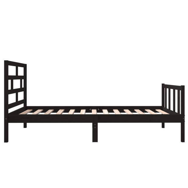 vidaXL Bedframe massief grenenhout zwart 75x190 cm