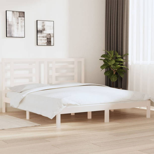 vidaXL Bedframe massief hout wit 180x200 cm