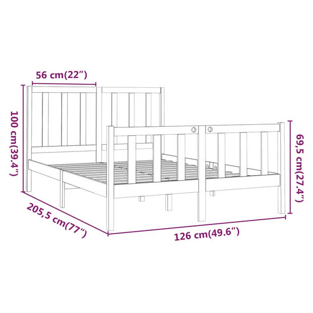 vidaXL Bedframe massief grenenhout 120x200 cm