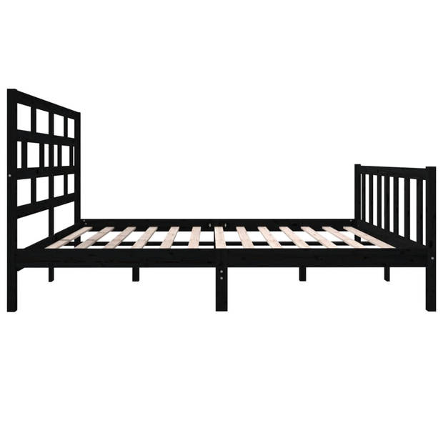 vidaXL Bedframe massief grenenhout zwart 140x200 cm