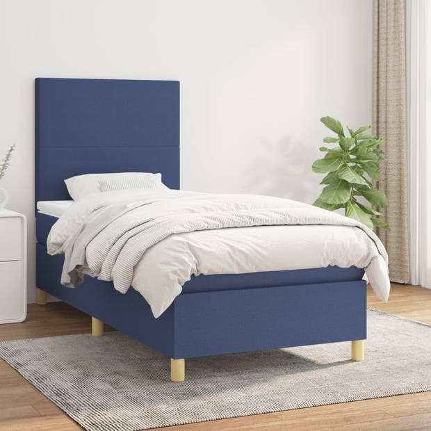 The Living Store Boxspringbed - The Living Store - Bed - 193x90x128 cm - Blauw
