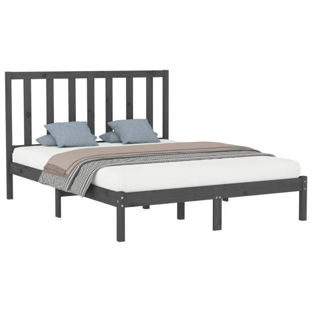 vidaXL Bedframe massief hout grijs 160x200 cm