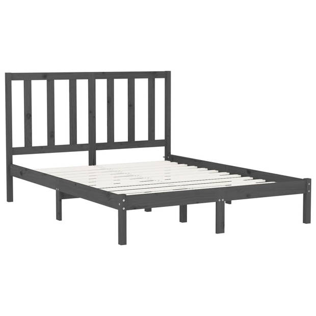 vidaXL Bedframe massief hout grijs 150x200 cm