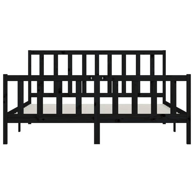 vidaXL Bedframe massief hout zwart 180x200 cm