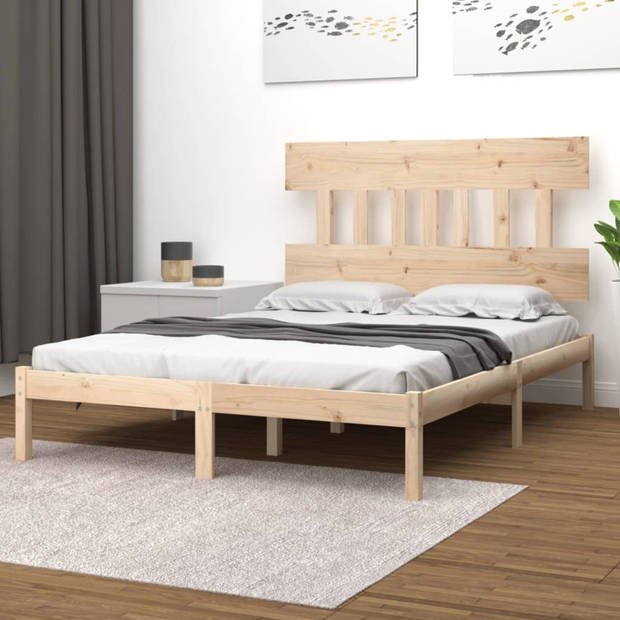 vidaXL Bedframe massief hout 135x190 cm