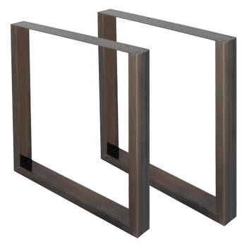 Set van 2 vierkante tafelpoten, antraciet, 60x72 cm, gemaakt van staal
