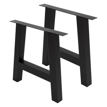 ML-Design Set van 2 tafelpoten A-vorm, zwart, 70x72 cm, gemaakt van staal