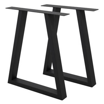 2 stuks tafelpoten 60 x 72 cm, zwart, gepoedercoat staal