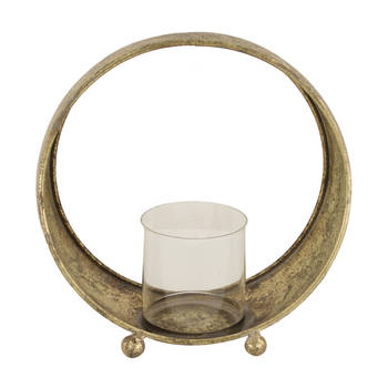 Dijk Natural Collections - Candle holder metal with glass 27.5x14.5x28cm - Goud