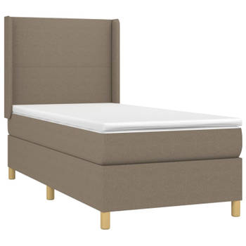 vidaXL Boxspring met matras en LED stof taupe 90x190 cm