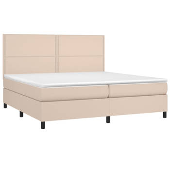 vidaXL Boxspring met matras kunstleer cappuccinokleurig 200x200 cm