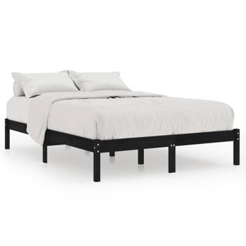 vidaXL Bedframe massief grenenhout zwart 140x190 cm