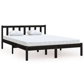 vidaXL Bedframe massief grenenhout zwart 150x200 cm