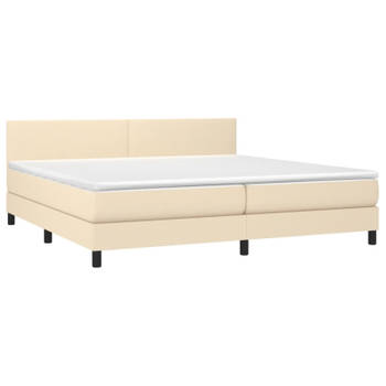 vidaXL Boxspring met matras en LED stof crèmekleurig 200x200 cm