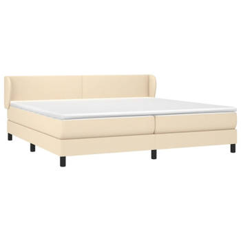 vidaXL Boxspring met matras stof crèmekleurig 200x200 cm