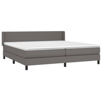 vidaXL Boxspring met matras kunstleer grijs 200x200 cm