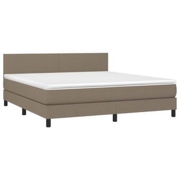 vidaXL Boxspring met matras stof taupe 180x200 cm