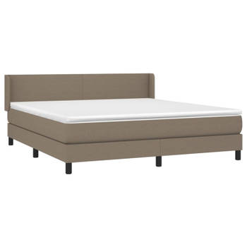 vidaXL Boxspring met matras stof taupe 180x200 cm