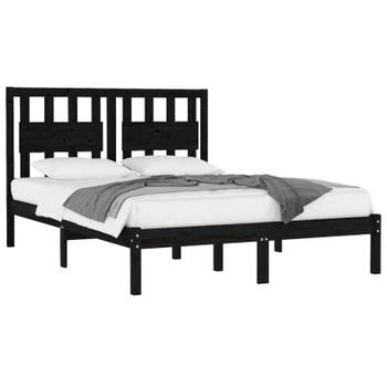 vidaXL Bedframe massief grenenhout zwart 120x190 cm