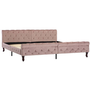 vidaXL Bedframe fluweel roze 200x200 cm