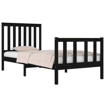 vidaXL Bedframe massief grenenhout zwart 90x190 cm