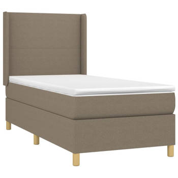 vidaXL Boxspring met matras stof taupe 90x190 cm