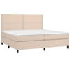 vidaXL Boxspring met matras kunstleer cappuccinokleurig 200x200 cm