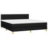 vidaXL Boxspring met matras stof zwart 160x200 cm